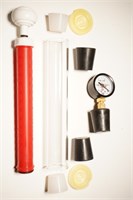 Стеклянная трубка (длина 195-205 мм, наружный диаметр 36 мм) с вакуумными крышками, пробками, вакуумметром, ручным насосом glass tube.36mm.0.2m.vacuum